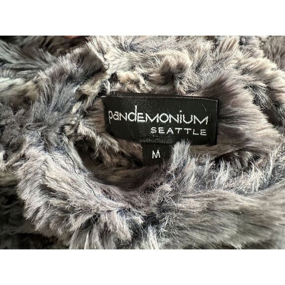 Pandemonium Mandarine Faux Fur Reversible Gray & Black Vest Womens Small USA‎ - Picture 7 of 8